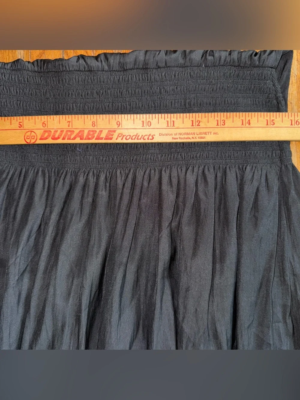 RAMY BROOK Black V Neck Smock Waist Midi Flutter Sleeve Satin Dress Size L